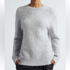 Vince Grey Alpaca Blend Fuzzy Crew Neck Sweater Large L/G Heathered Knit